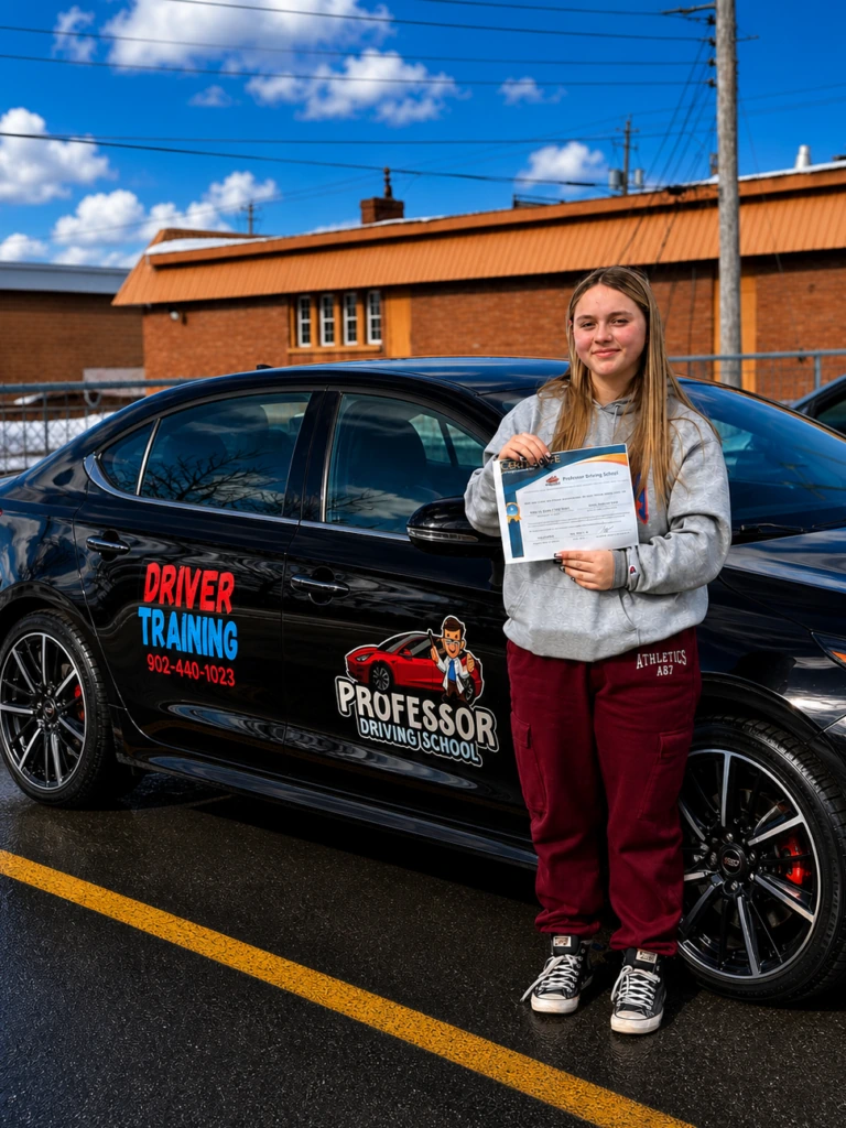 Learner beside a Professor Driving School training car
